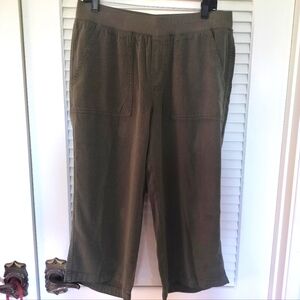 St John's Bay Olive Green Wide Leg Capris Super Soft 100% Tencel Lyocell PL